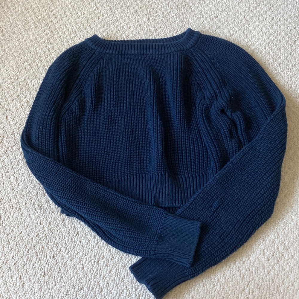Brandy Melville Cropped Navy Sweater